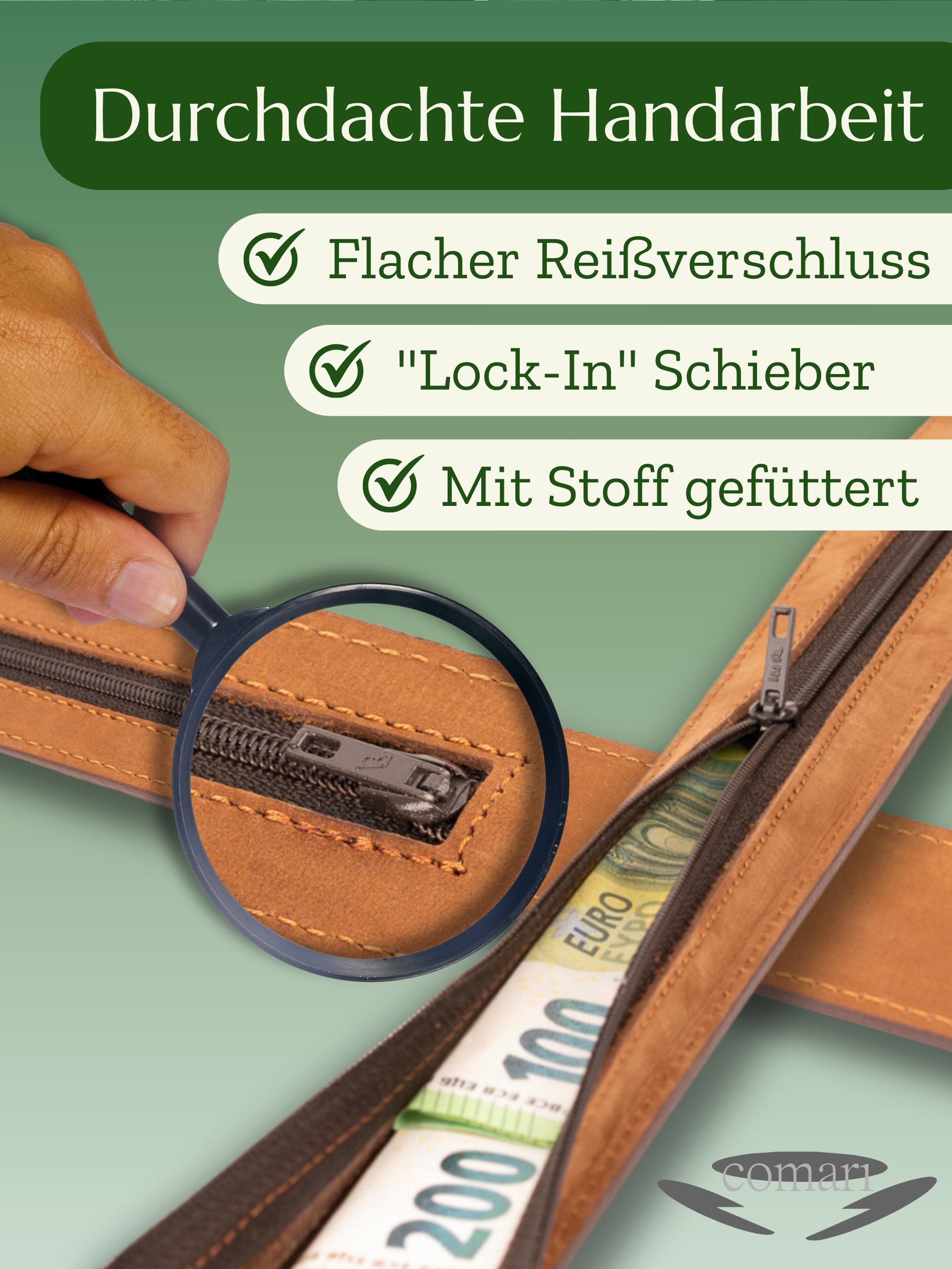 Schwarzer Leder Geldgürtel 'Segurok' - Sicher Reisen | Comari