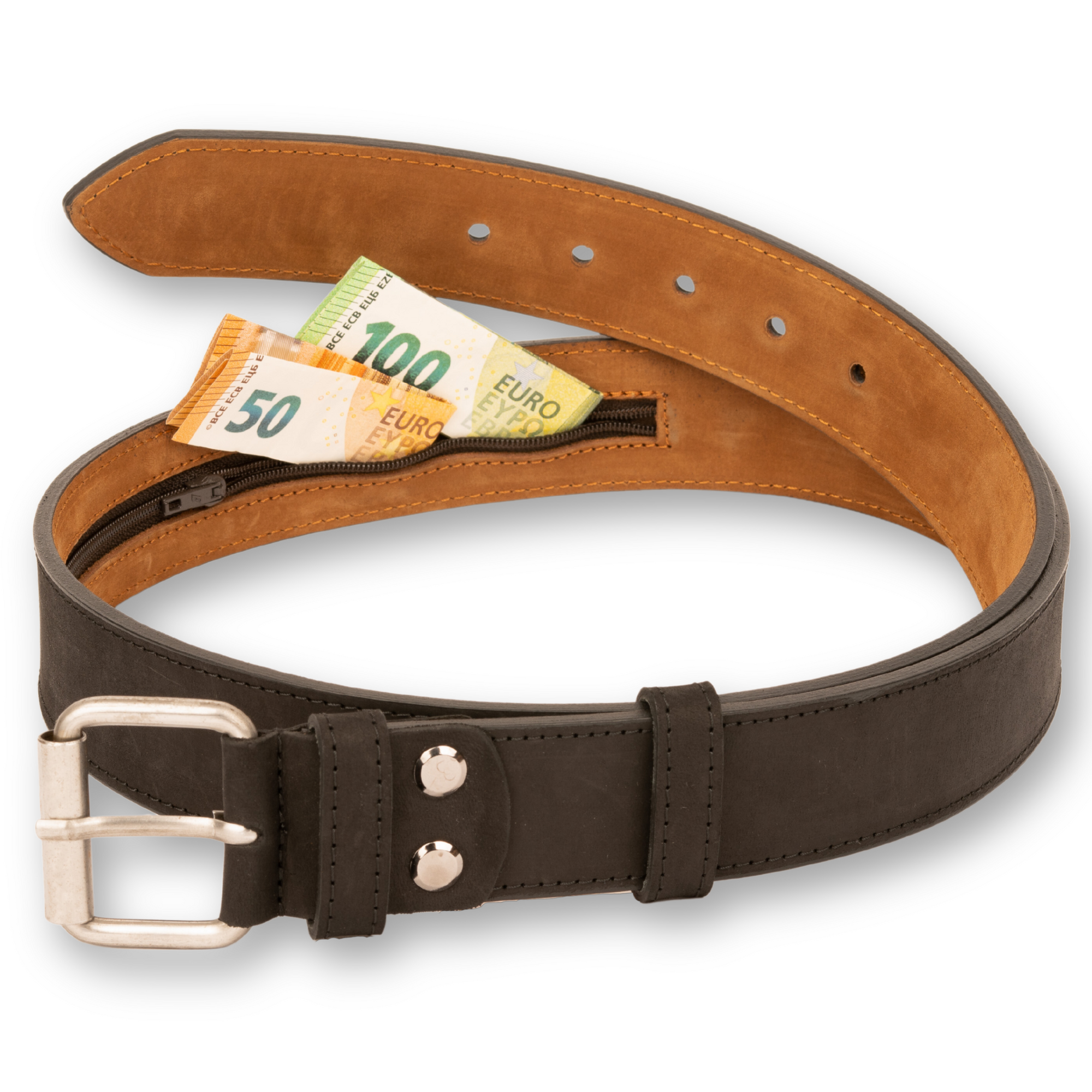 Schwarzer Leder Geldgürtel 'Segurok' - Sicher Reisen | Comari