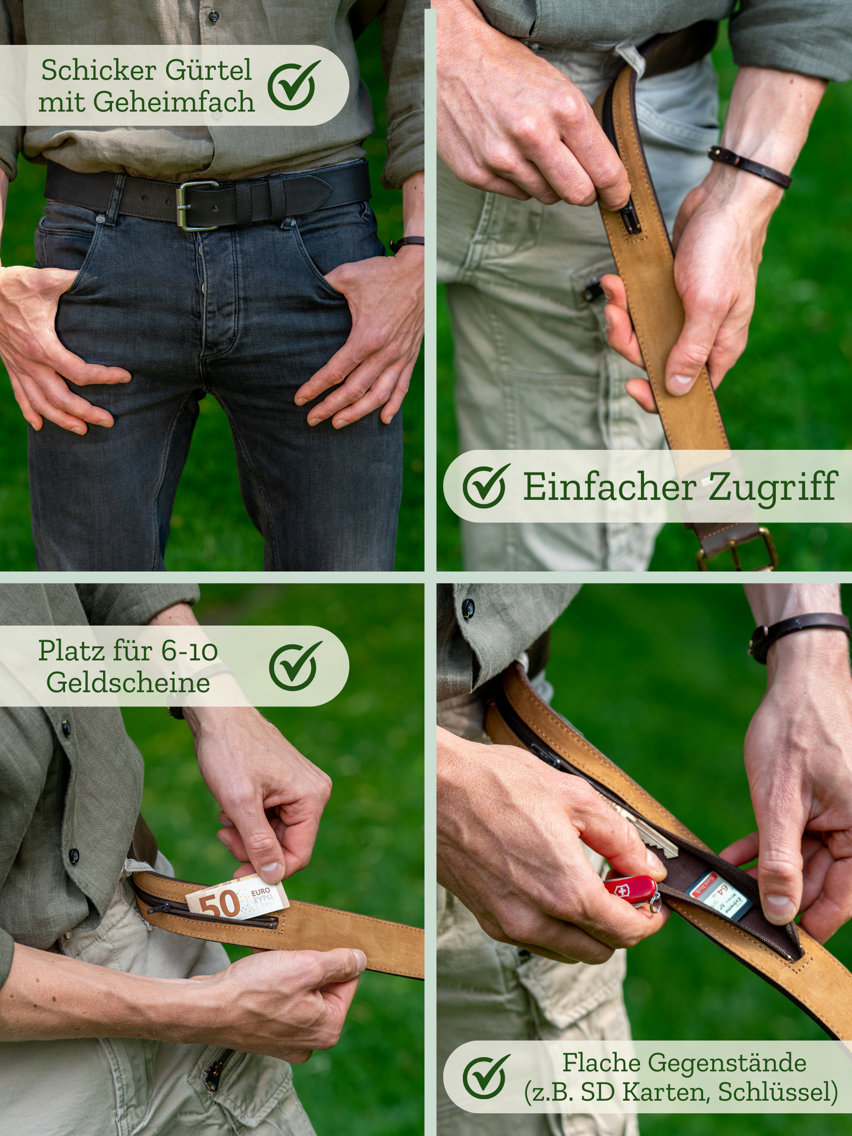 Schwarzer Leder Geldgürtel 'Segurok' - Sicher Reisen | Comari