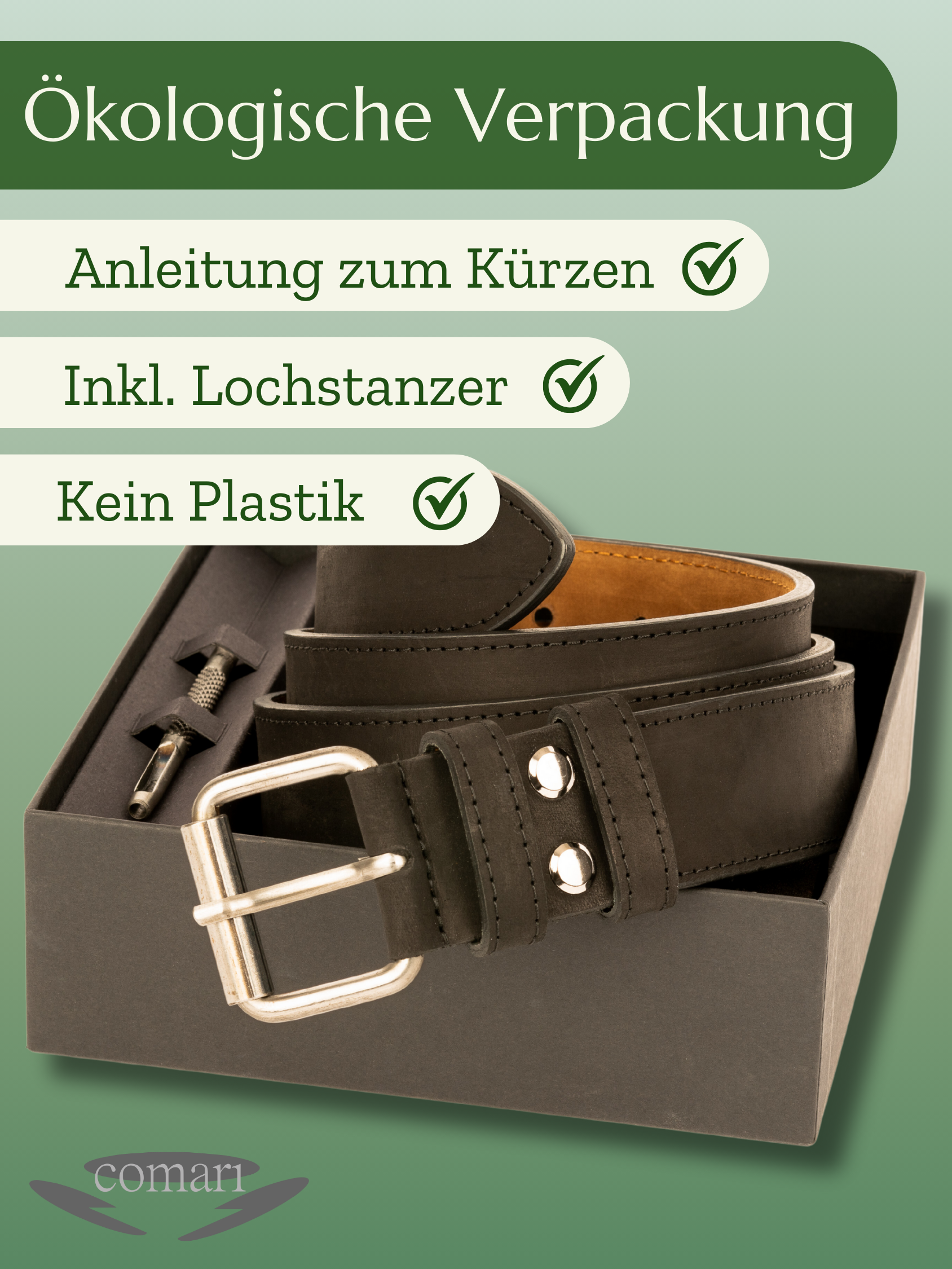 Schwarzer Leder Geldgürtel 'Segurok' - Sicher Reisen | Comari