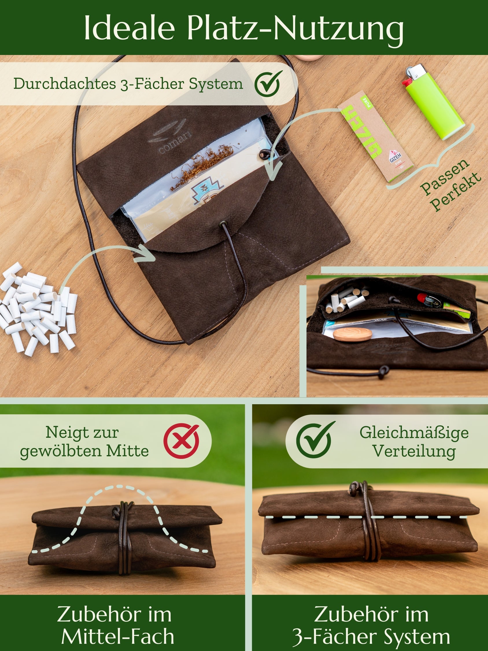 Wildleder Tabakbeutel Amparo Dunkelbraun - Elegant | Comari