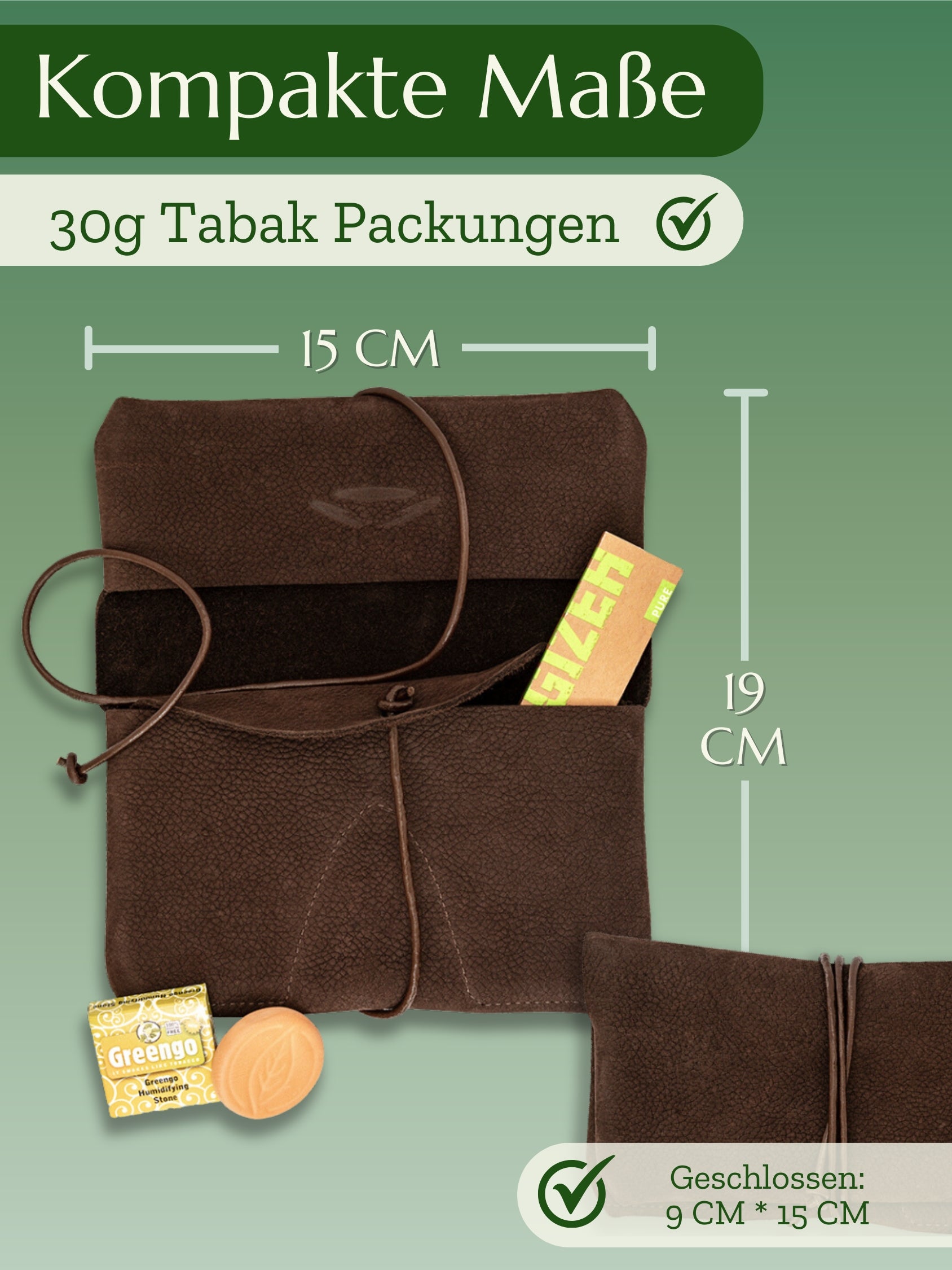 Wildleder Tabakbeutel Amparo Dunkelbraun - Elegant | Comari