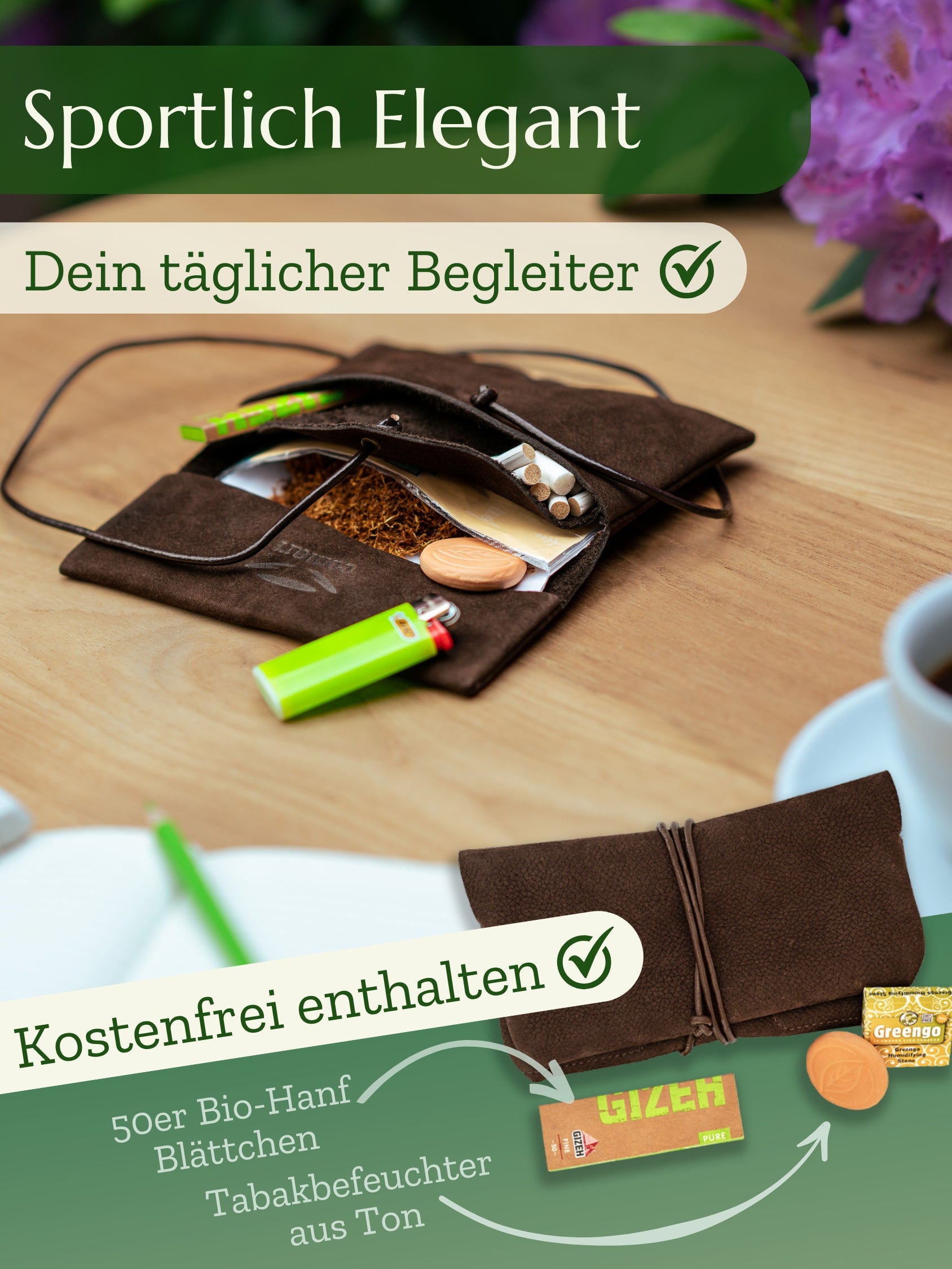Wildleder Tabakbeutel Amparo Dunkelbraun - Elegant | Comari