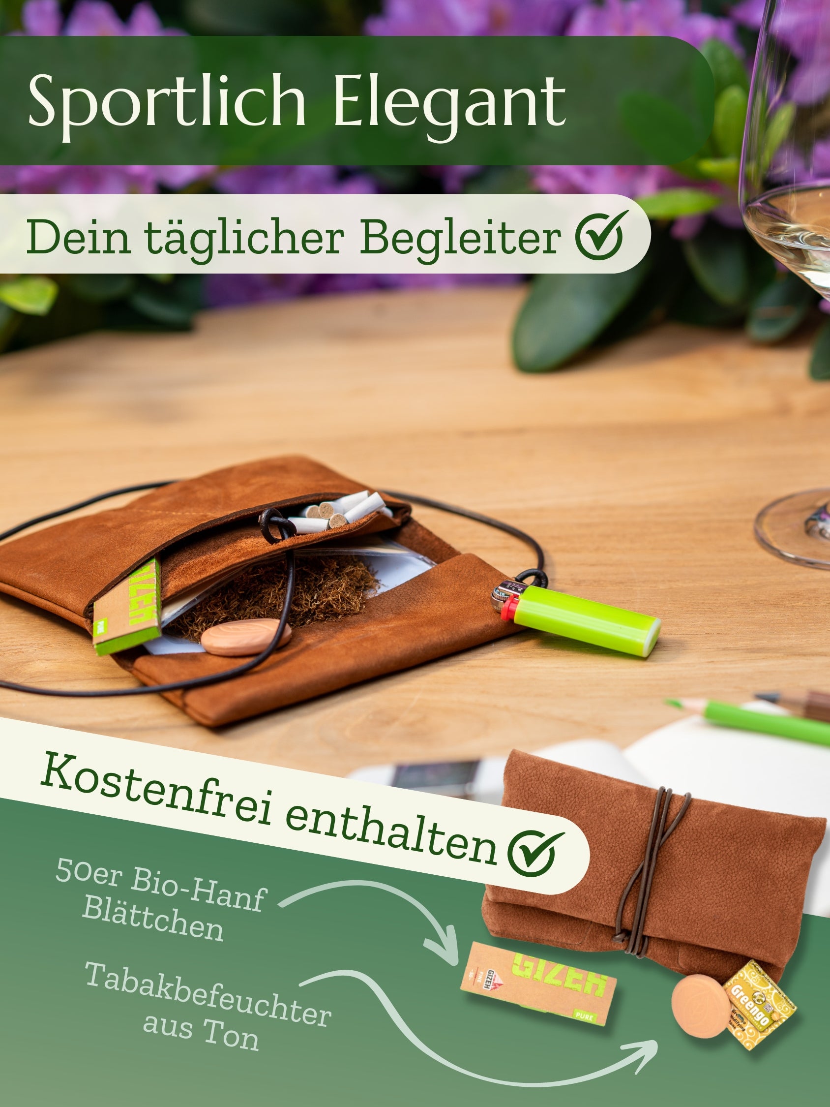 'Amparo' Tabaktasche Wildleder Cognac - Hochwertig | Comari
