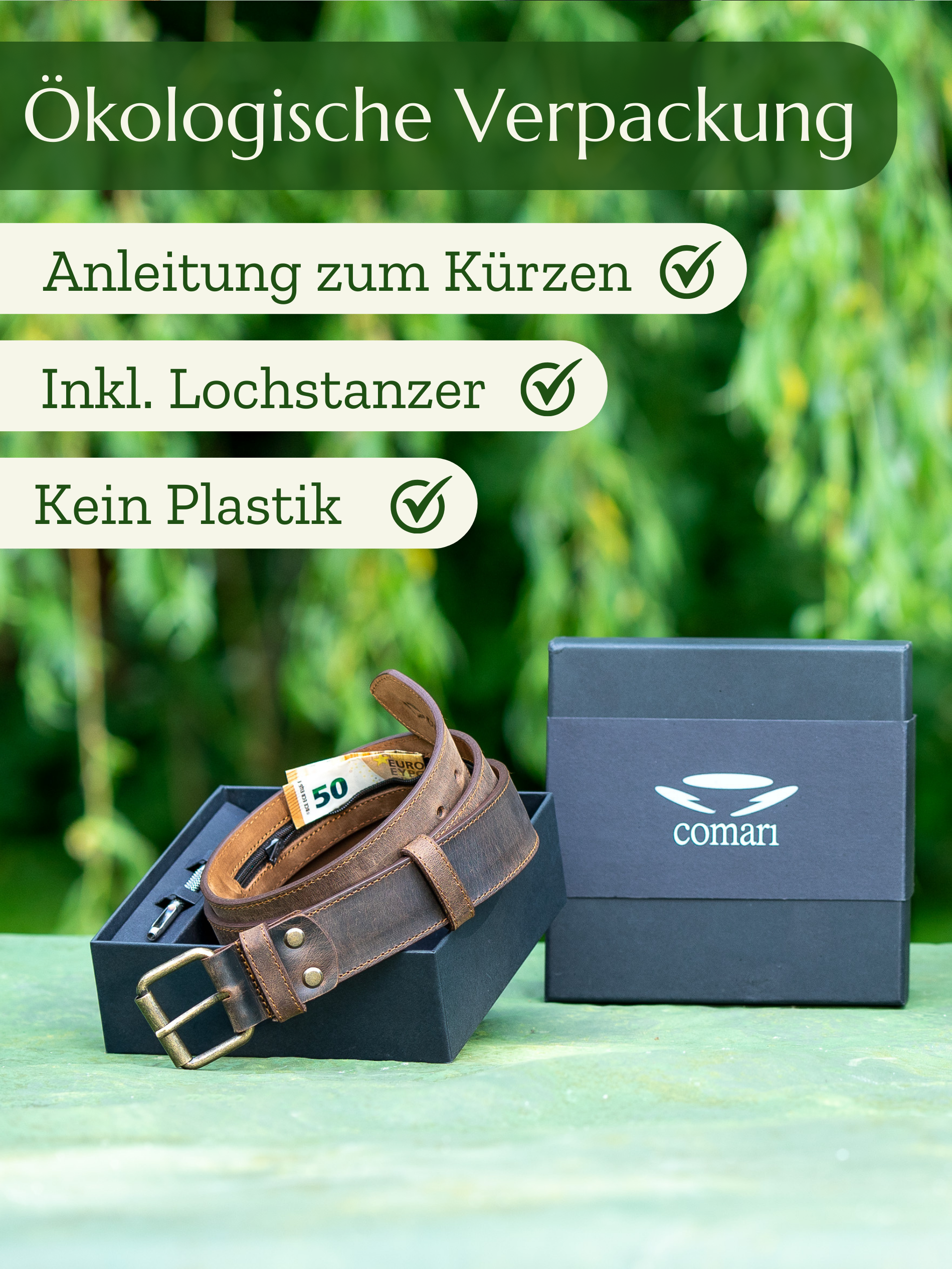 Premium Leder Geldgürtel 'Segurok' Vintage Braun | Comari
