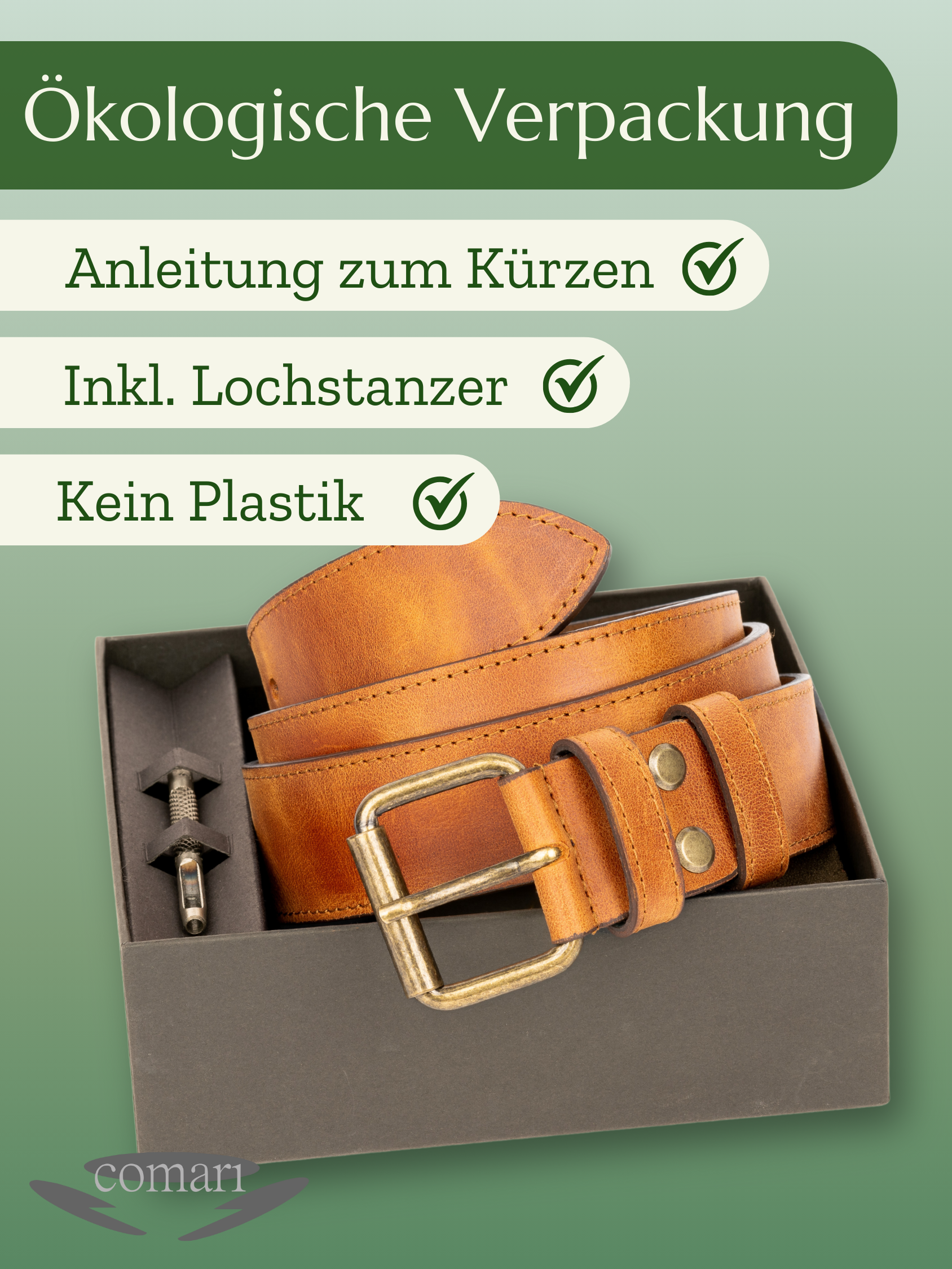'Segurok' Geldgürtel in Cognac - aus Leder mit Stil | Comari